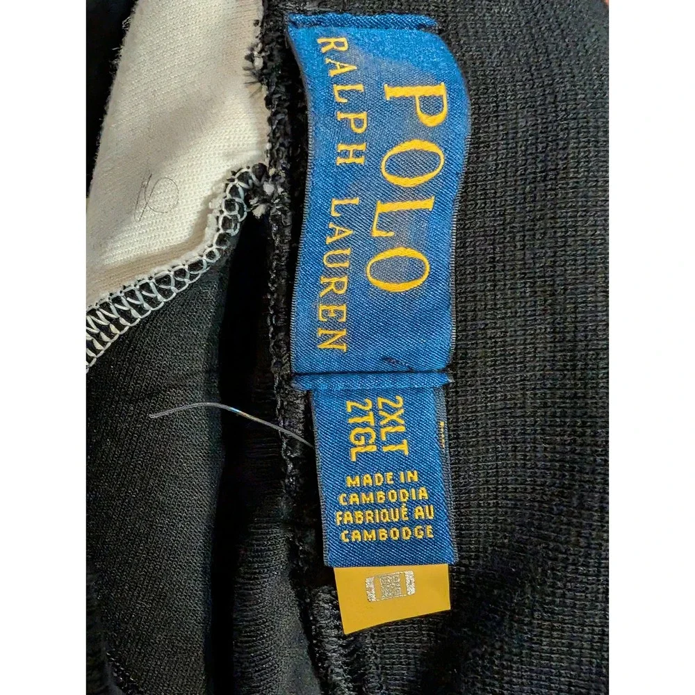 Polo Ralph Lauren Mens 2XLT Colorblock Sweatpants Black White Yellow Joggers